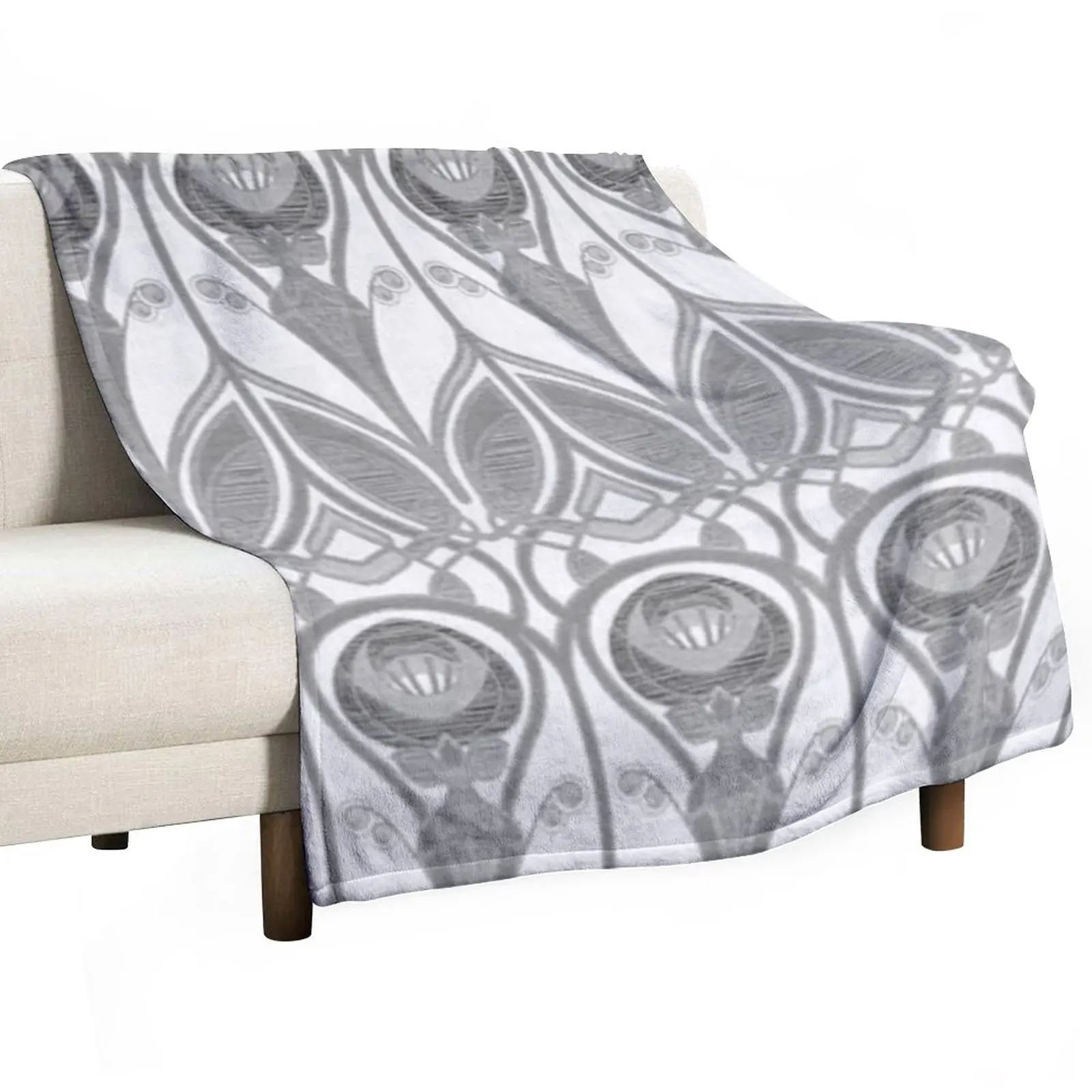

Charles Rennie Mackintosh design, grey, white Throw Blanket Sofa Throw Blanket Soft Bed Blankets