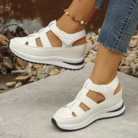 Sandales pour femmes été 2025 nouvelles sandales compensées à semelles épaisses sandales de gladiateur creuses pour femmes chaussures d'été à semelles épaisses pour femmes 3