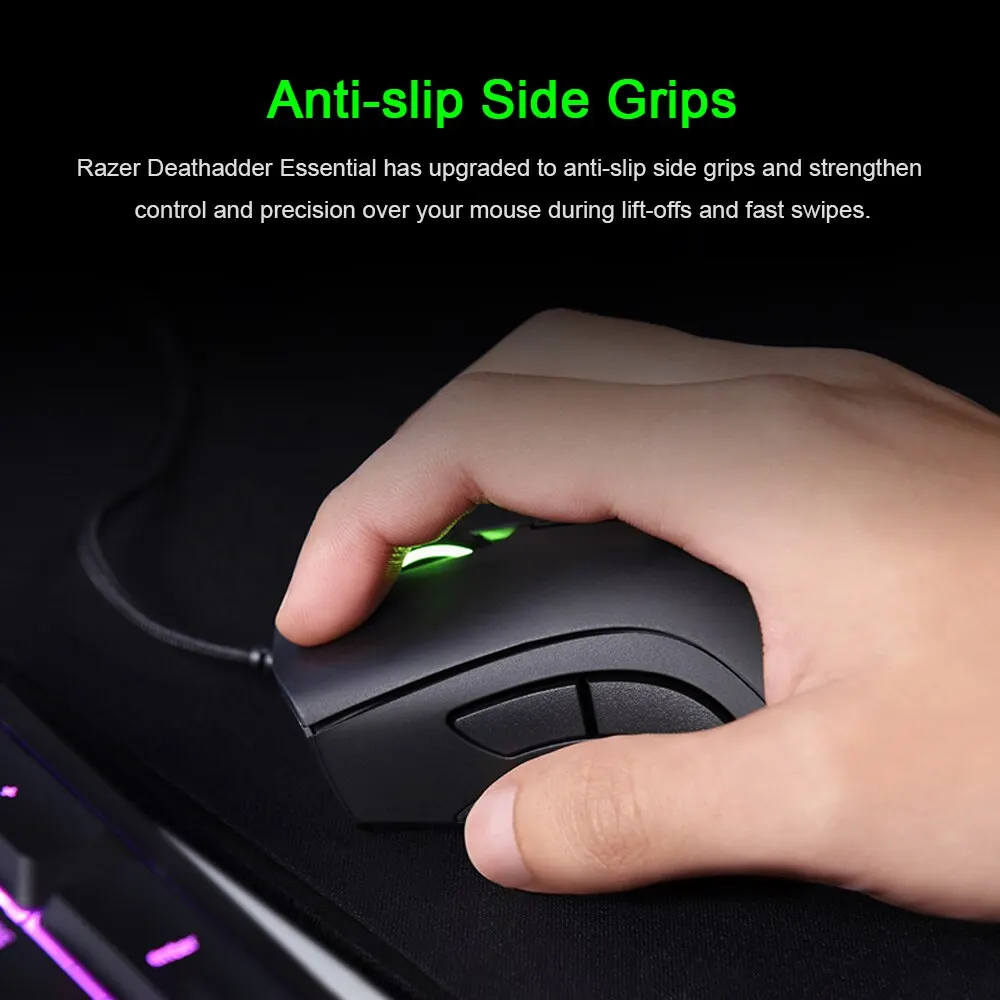 Black Razor Death Adder Essential Wired Gaming Mus Mus 6400dpi optisk sensor 5 uafhængige knapper til pc-spillere