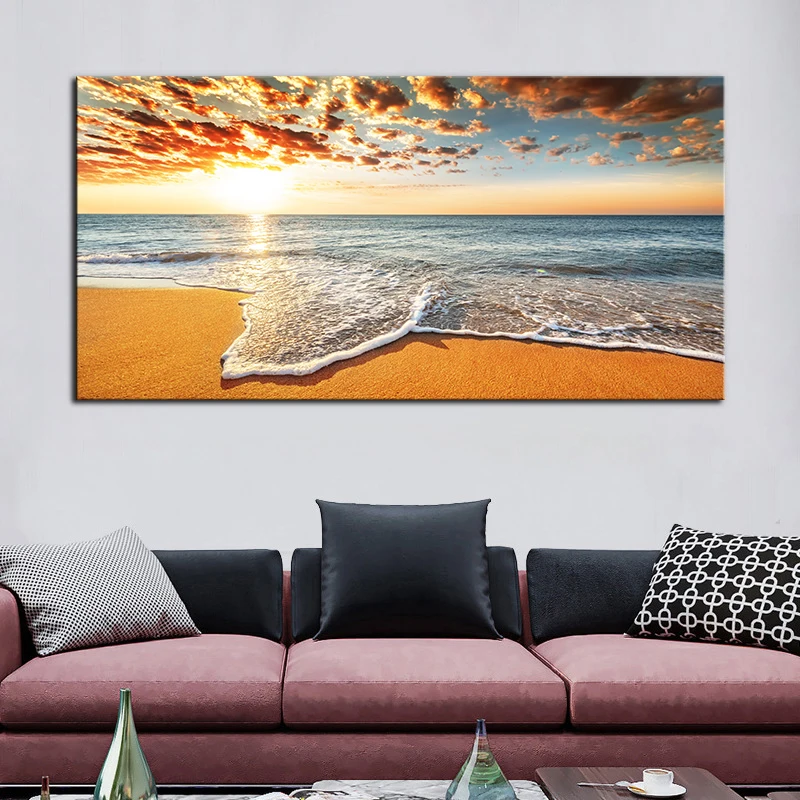 

Sea Sunrise Landscape Posters and Prints Canvas Wall Art Pictures Modern Home Decorative Paintings for Living Room Decor