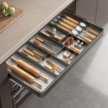 ตะกร้าครัว ตู้ ลิ้นชักสแตนเลส ตู้เก็บจาน ลิ้นชัก ตะกร้าใส่จาน ตะกร้าเก็บตะเกียบ 2