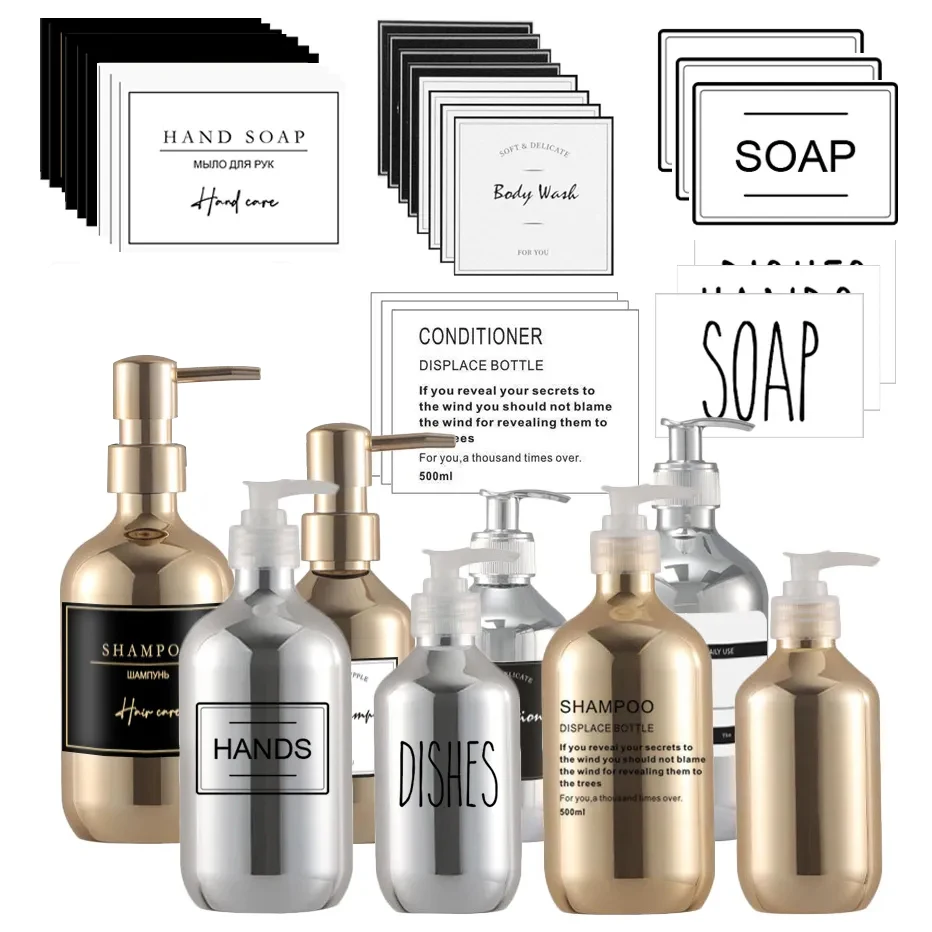 Soap Dispenser Shampoo Dispenser Soap Dispenser Bottle Foaming Soap Dispenser Silver Plating Hand Press Refillable Shampoo Body Lotion Hand Soap Bathroom Container