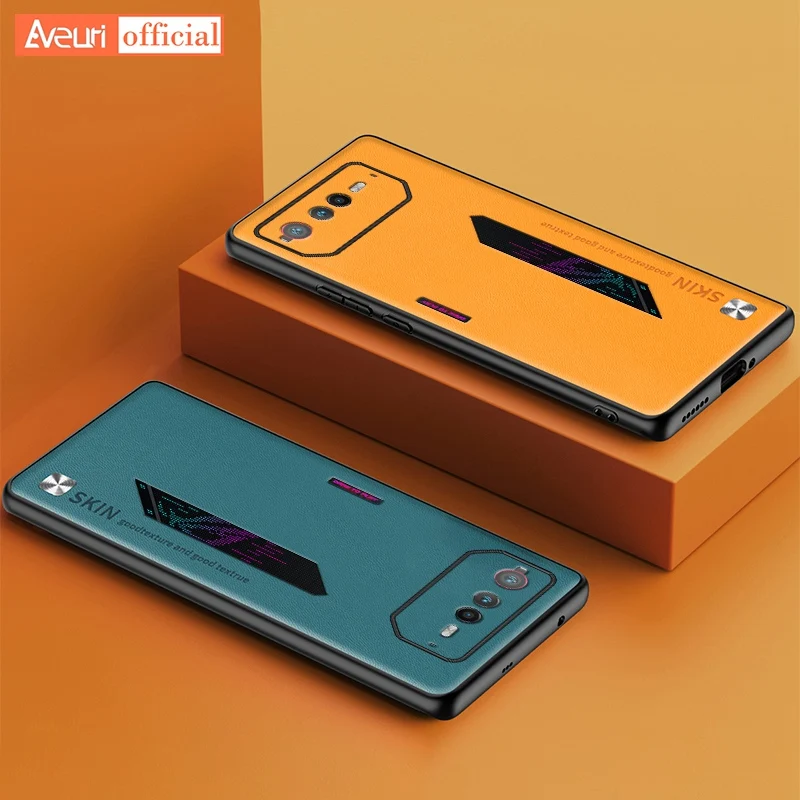Luxury PU Leather Phone Case For Asus ROG Phone 6 Back Cover Matte Silicone Shockproof Full Camera Protection Case Coque_voghion.com
