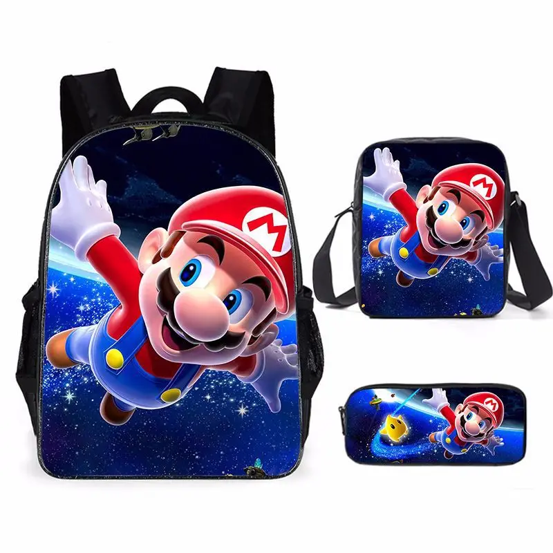 3 Pz-Set 3D Nuovo Film Super Mario Brothers Mario Studenti Delle Scuole Primarie E Medie Zainetto Ragazzi Ragazze Anime Cartoon Mochila