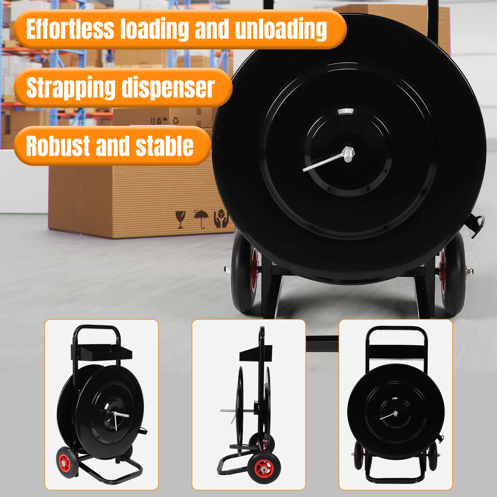 Steel Strapping Coils Dispenser Multi-Purpose Mobile Steel Strapping Dispenser Reusable Integrated Tool & Seal Tray