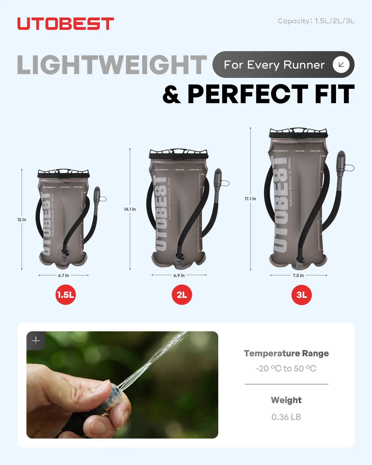  slider image of UTOBEST 1.5L/2L/3L Water Bladder