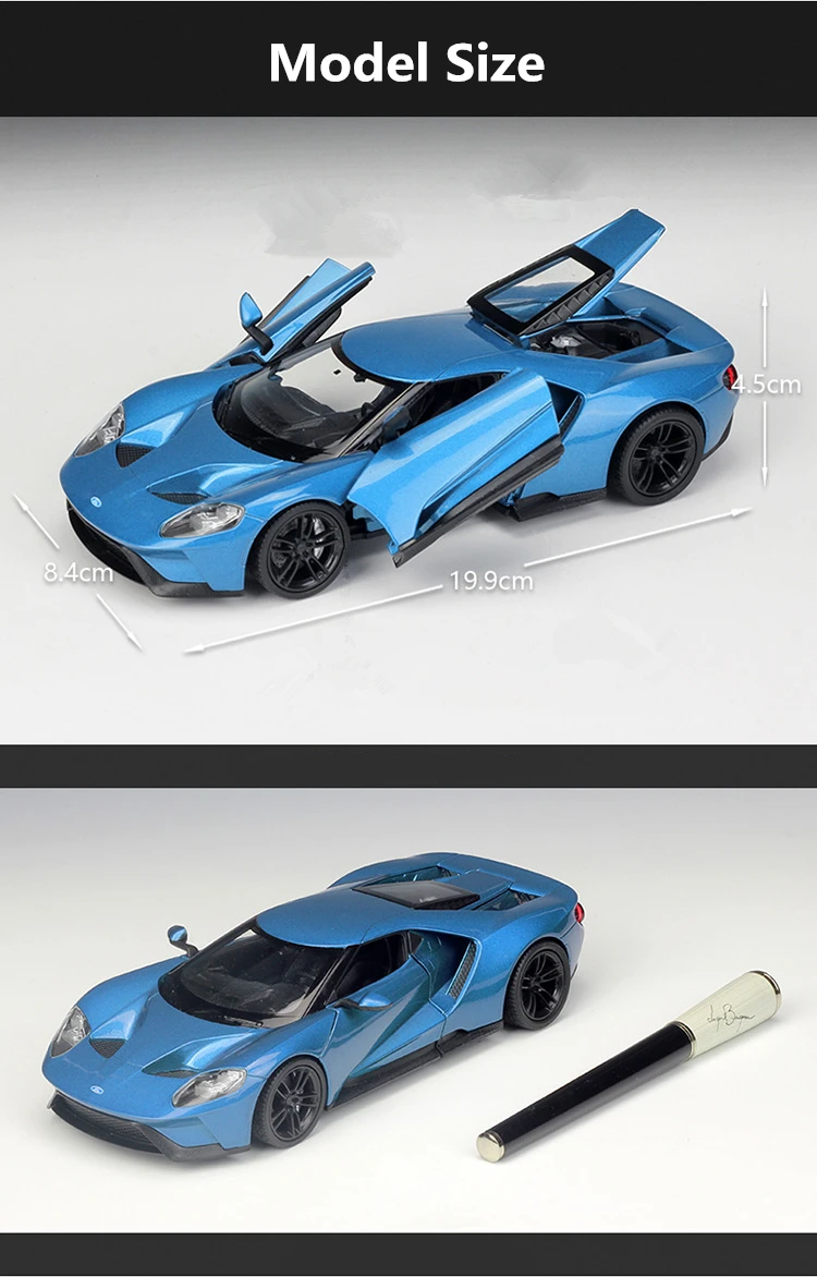 12-フォードgt 2017合金車モデル,ダイキャストメタル,おもちゃ