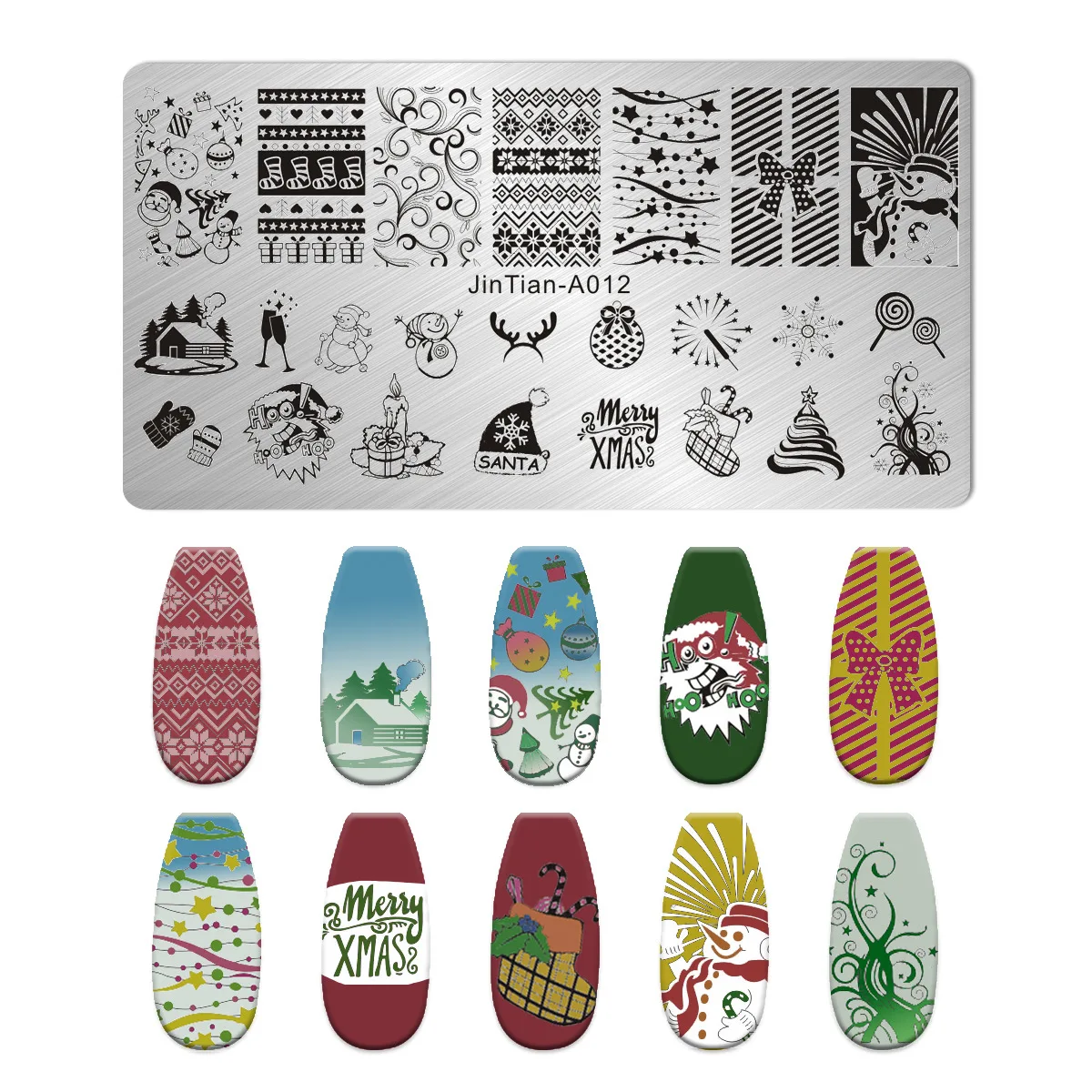 1pcs Snowflake Christmas Nail Stamping Plates Cartoon Christmas Tree Elk Winter Theme Template Mold Nail Art Stencil Tools 5