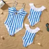 Family Swimsuit Mother Daughter Swimwear Father Son Swim Shorts 2023 Summer Striped Mom And Daughter Bikini Suit Matching Outfit 3