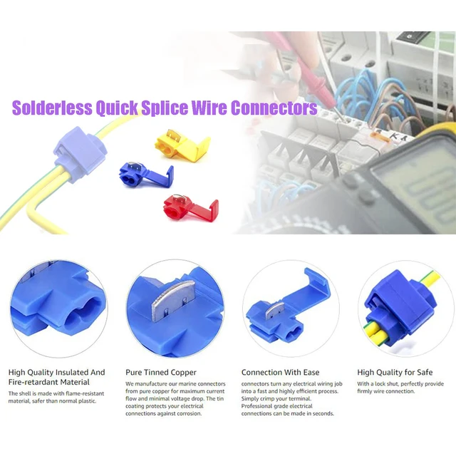 Solderless Wire Quick Splice Connector 60PCS Solderless Quick Splice