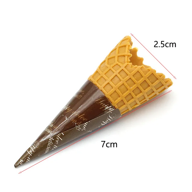 10Pcs 3D Simulation Ice Cream Cone Resin Cabochon Decoration Crafts Miniature Fake Food DIY Embellishments for Scrapbooking 