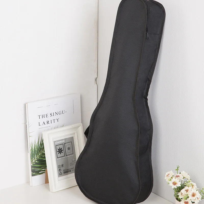 21 / 23 / 26 Inch Portable Ukulele Bag Black Soft Case Monolayer Bag Single Shoulder Backpack Padded ukulele bag case
