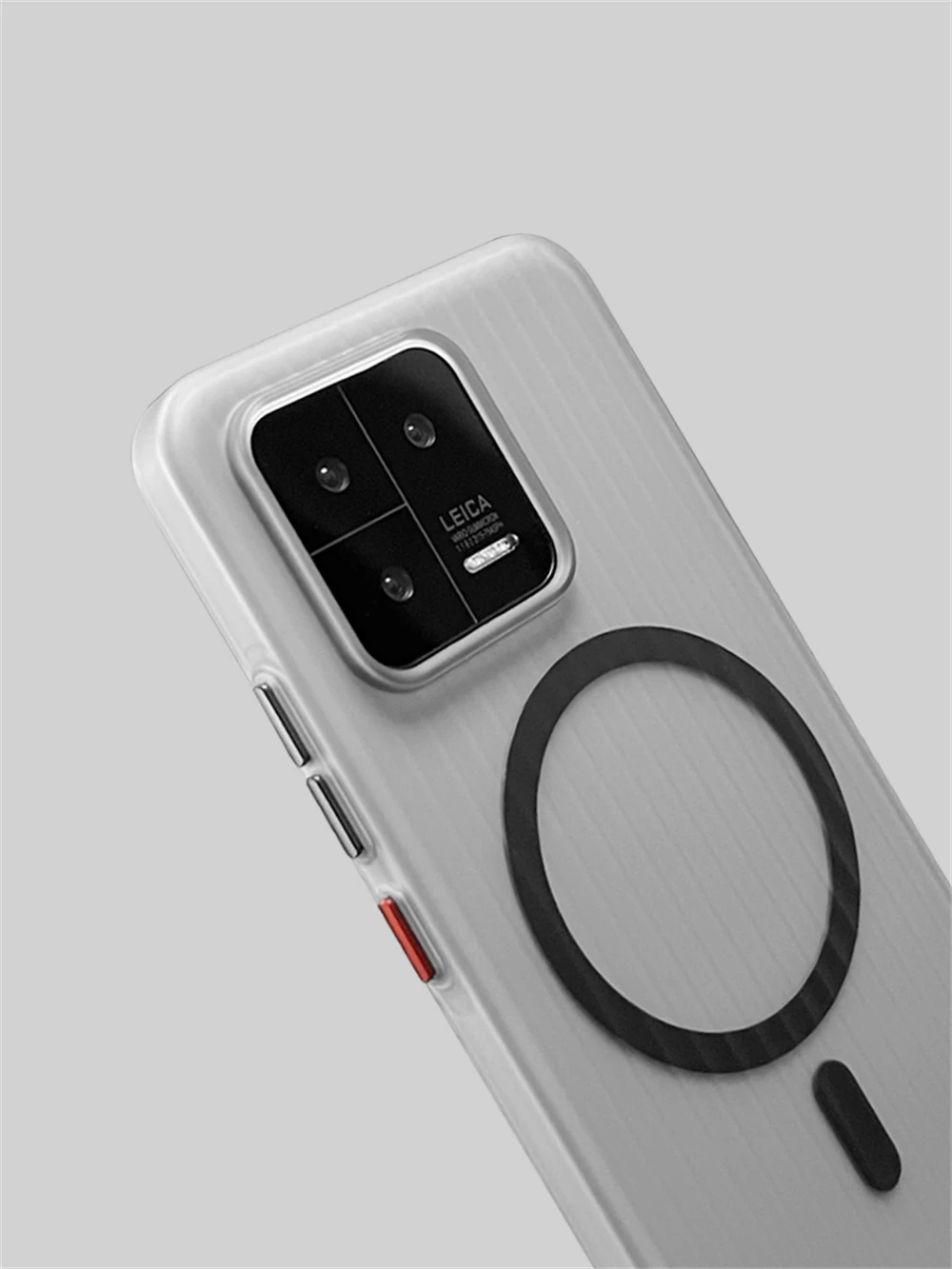 Corrugated Pattern Magnetic Wireless Charging Clear Case - Matte Transparent Hard PC Cover