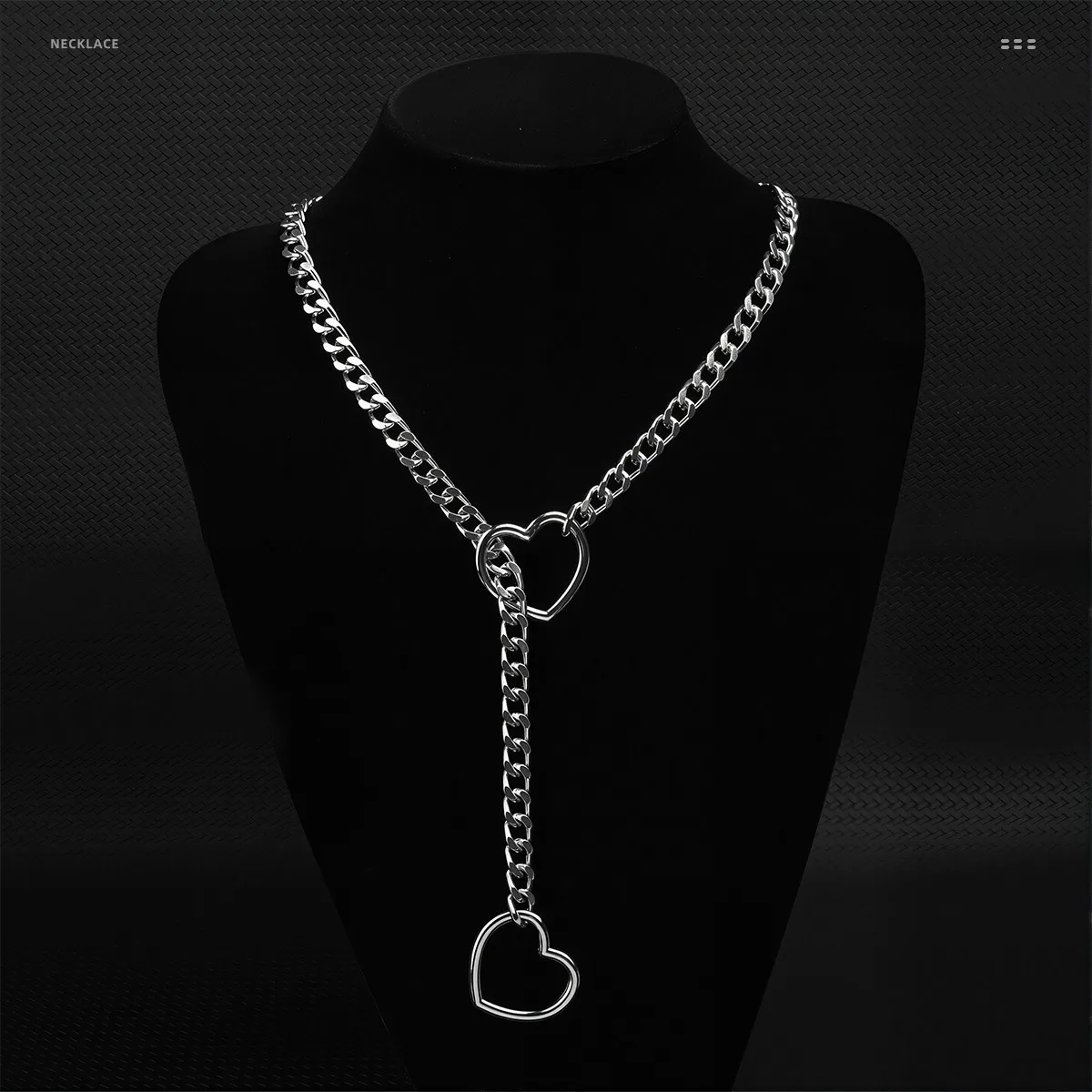 Heart Metal Chain Collar Bdsm Accessory Punk Style Couple Gift_voghion.com
