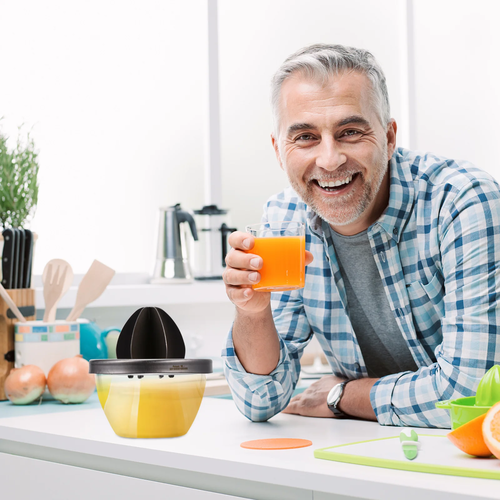 1개 스테인리스 스틸 수동 착즙기 컴팩트 핸드 스퀴저 감귤류 과일용 휴대용 주스 추출기 간편 세척 캠핑 피크닉용