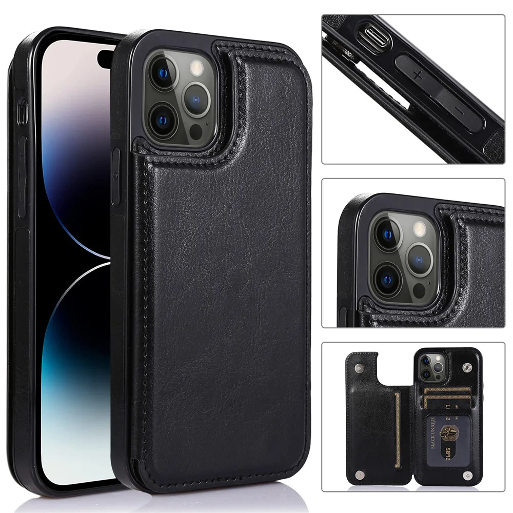 Luxury Retro Leather Wallet Case with Card Slots and Flip Cover