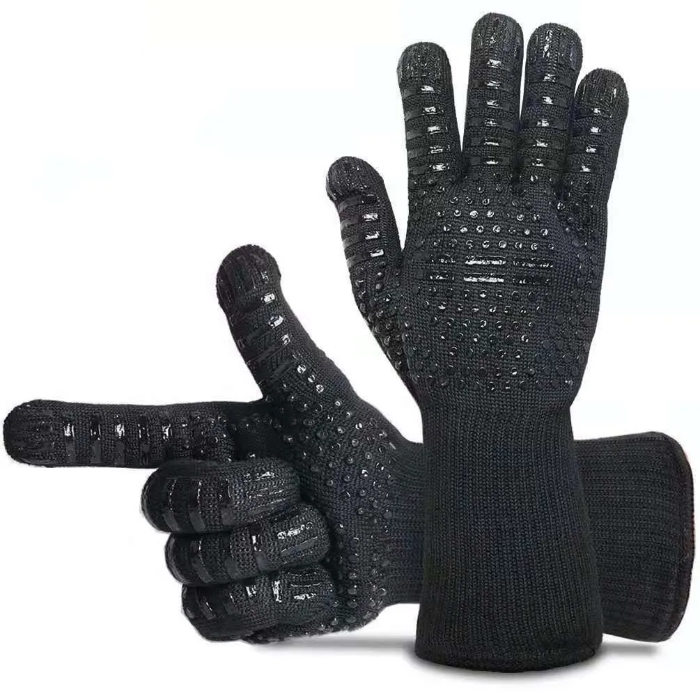 Silicone Oven Gloves Thickened BBQ Gloves High Temperature Oven Gloves 500 800 Degrees Fire Resistant BBQ Heat Insulated Microwave