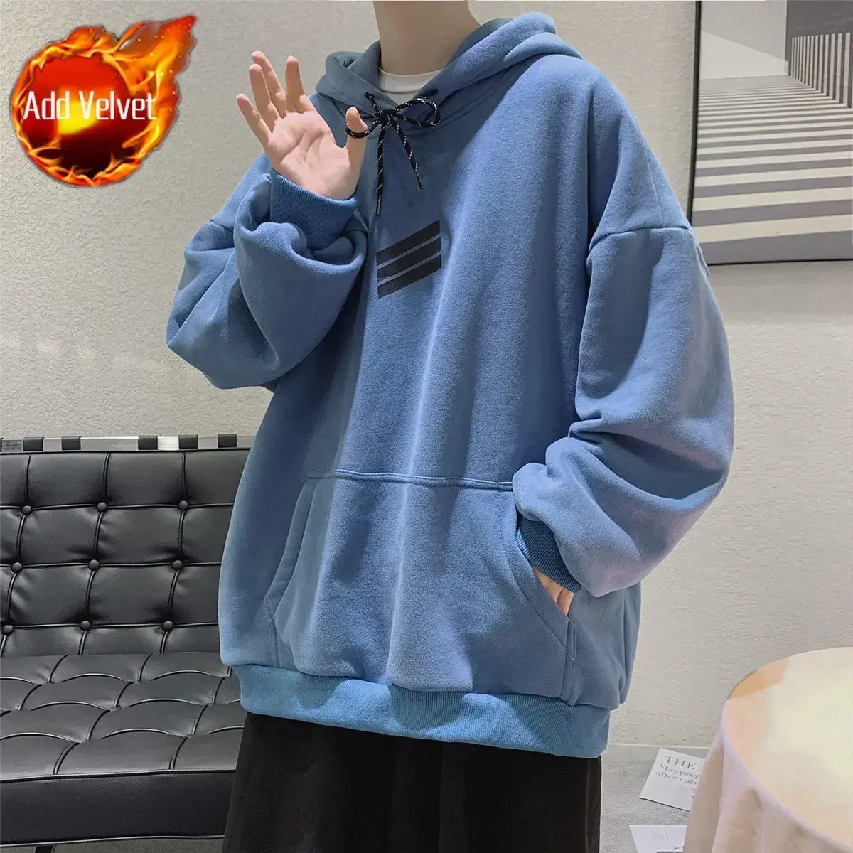 Sudaderas para Hombre Sudaderas con Capucha Estampado Azul Ropa de Hombre Con Capucha Overfit Ropa de Calle Diseñador Sencilla Una Pieza Bienvenida Oferta Otoño