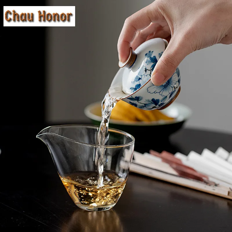 85ml Boutique Pure Hand-painted Blue Camellia Art Ceramic Tea Tureen Covered Bowl Tea Maker Gaiwan Kung Fu Bowl With Cover