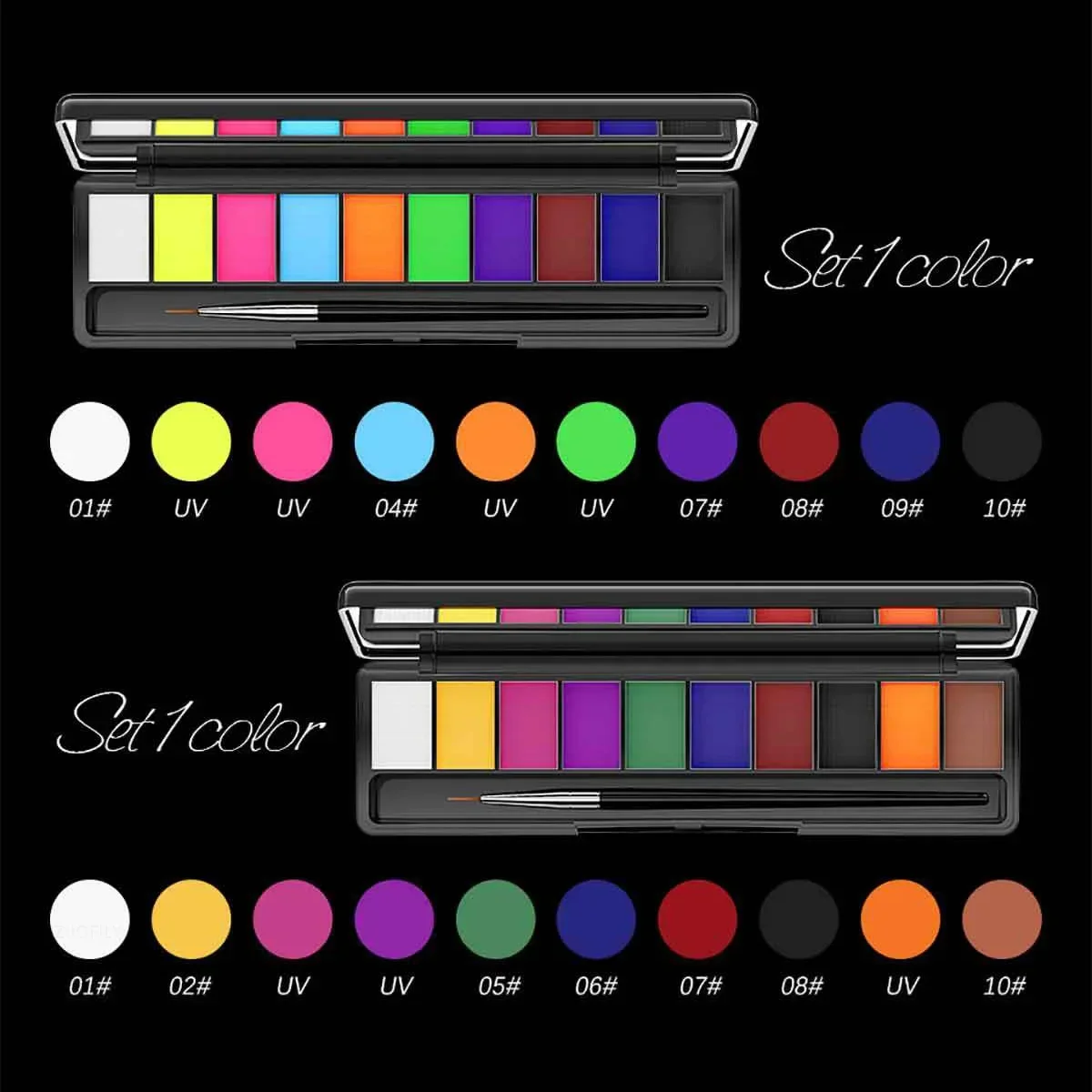 10-color Water Activation UV Painting Palette Set Face Water-based DIY Fluorescent Body Paint Camouflage Paste Eyeliner Makeup 5