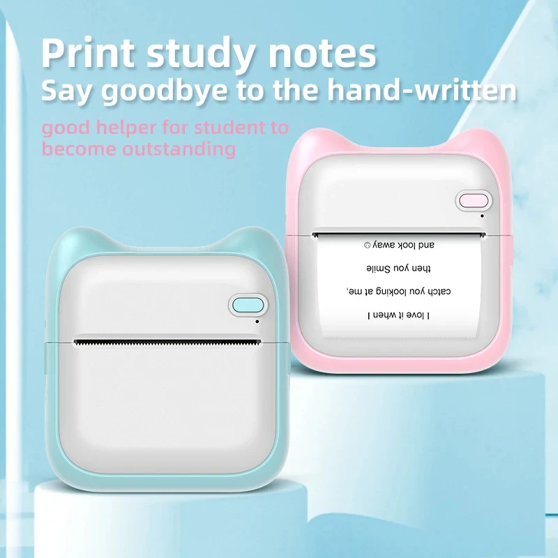 Portable MINI Wirelessly Bluetooth Printer Student Pocket Inkless Photo Label Memo Wrong Question Thermal Printer child Gift 3