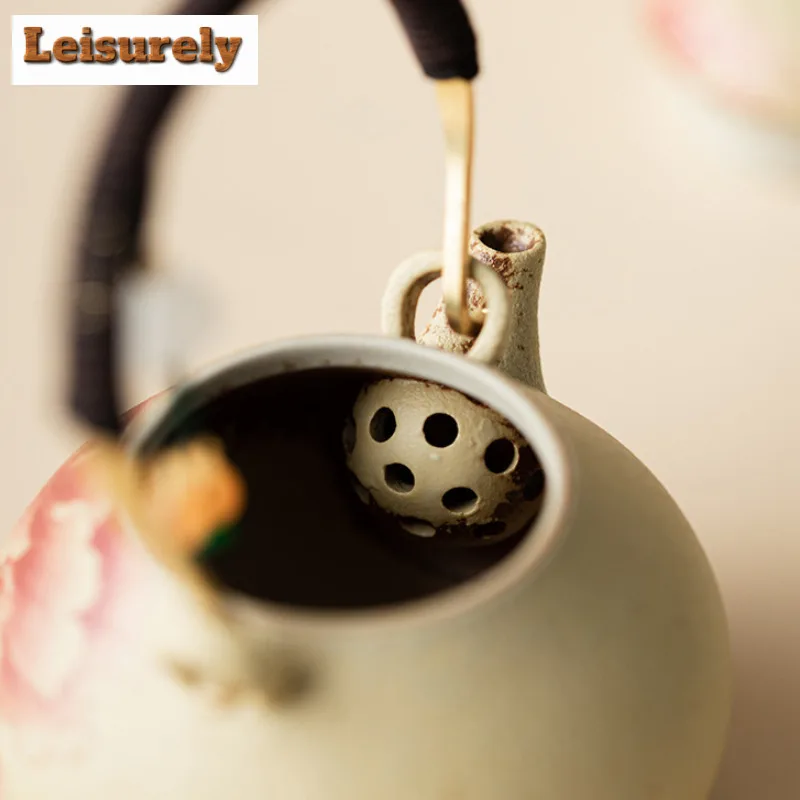 110ml Blue And White Flint Red Peony Lifting Handle Teapot Luxury Tea Infuser Pot Tea Maker Kettle With Ball Hole Teaset Craft