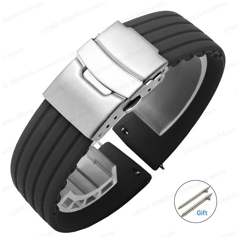 Silicone Wristbelt Rubber Watchband with Quick Release Strap - Universal Men's Bracelet, Various Widths