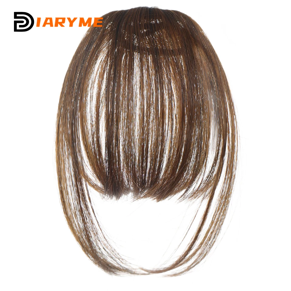 Straight Clip In Fringe bangs Synthetic Fiber Light Brown Black Air bangs Hair Extension Natural Hair Bangs For Women False Bang hair extensions hair bangs