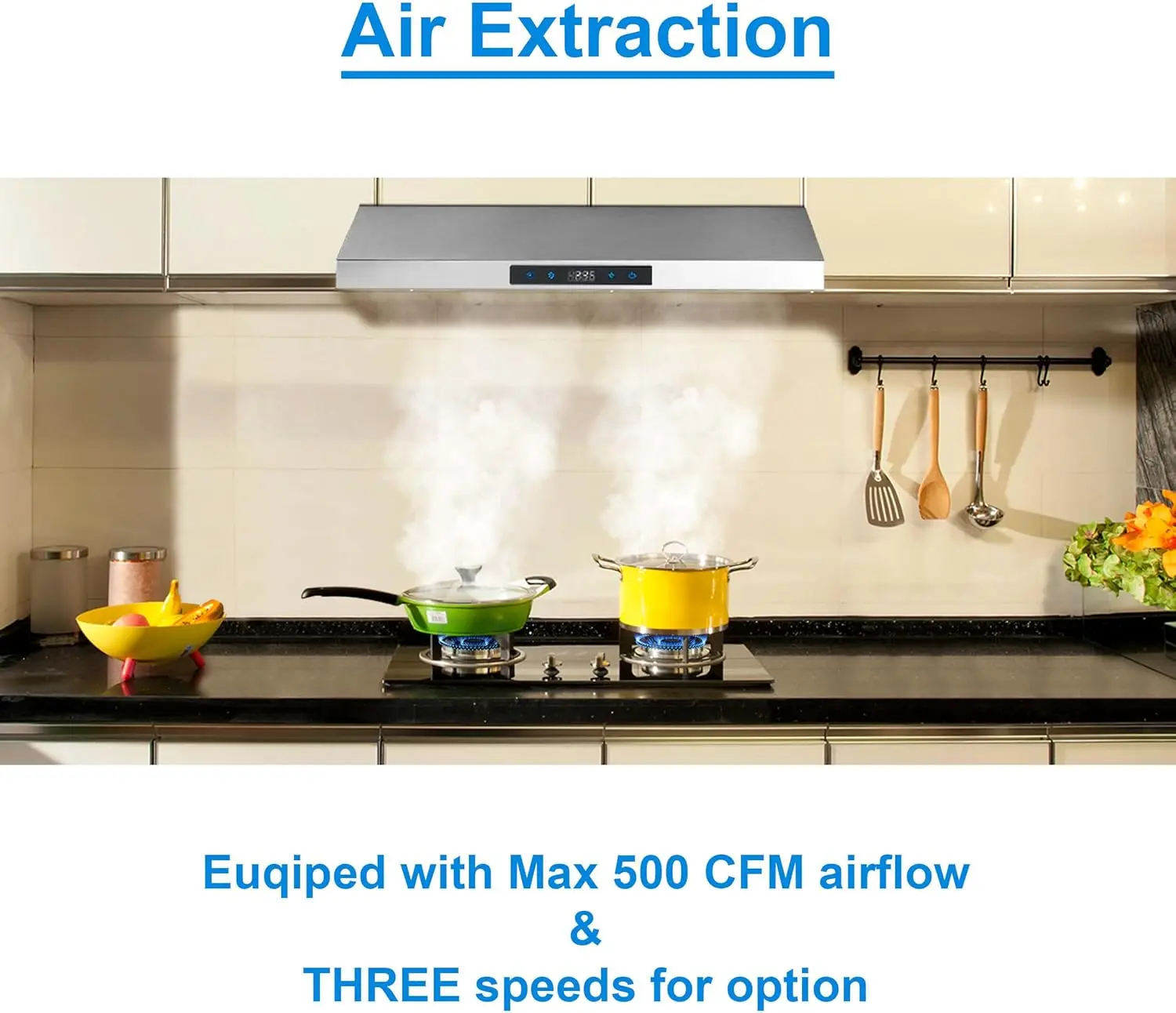 Range Hood 30 Inch Under Cabinet,Ductless Range Hoods with Touch Control,3-Venting Kitchen hood,Stainless Steel Vent Hood,Under