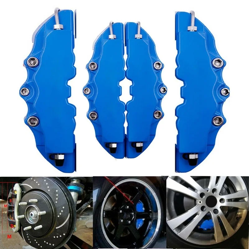 2PCS M+S 3D Blue Style Car Disc Brake Caliper Covers Front & Rear