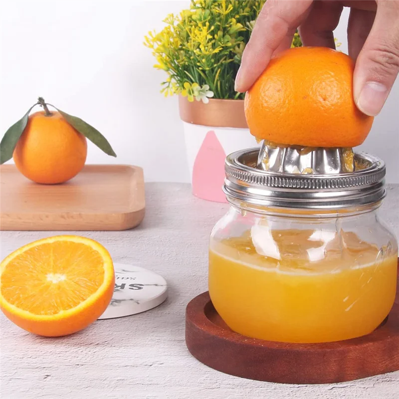 2PCS Jar Stainless Steel Juicer Lid Citrus Reamer for Mason Jar Lemon Juicer Manual Citrus Wide Mouth Cover HOT