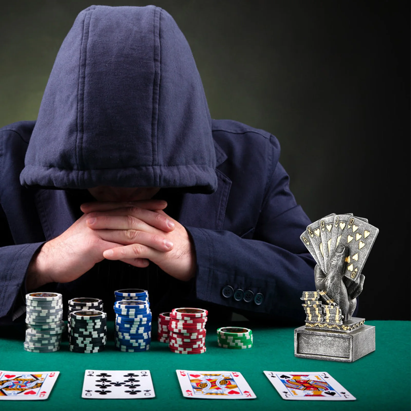 Trofeo Poker In Resina – Statua Da Collezione Con Incisione Personalizzata, Base Quadrata, Regalo Per Vincitori