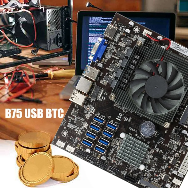 the most powerful motherboard B75 ETH Mining Motherboard+Random CPU+Fan 8 USB3.0 To PCIE X1 Support DDR3L SODIMM RAM MSATA BTC Miner Motherboard cheap motherboard for pc