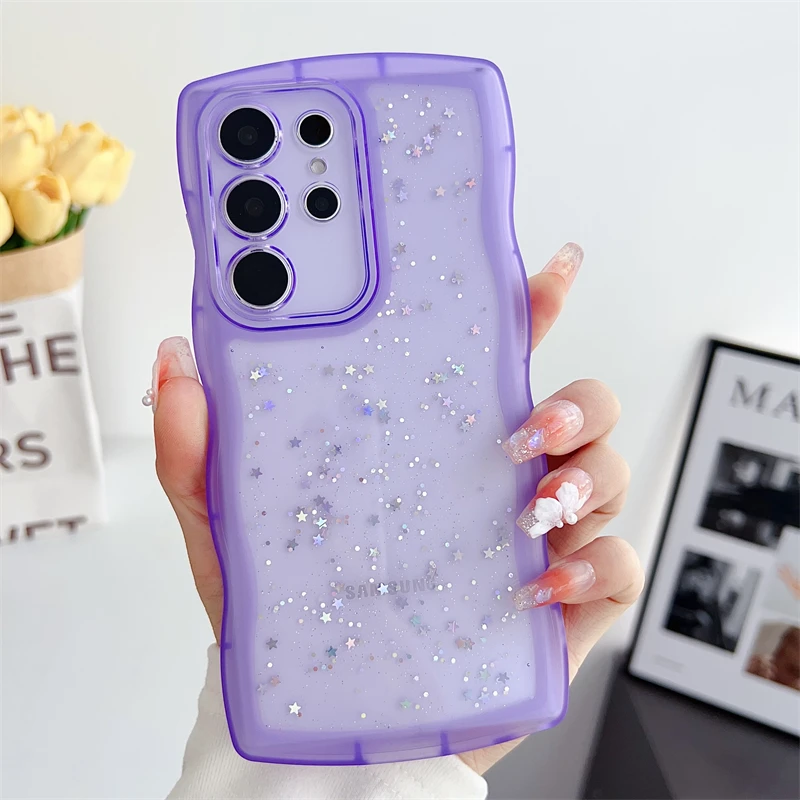 Transparent Glitter Star Wave Frame Soft Phone Case