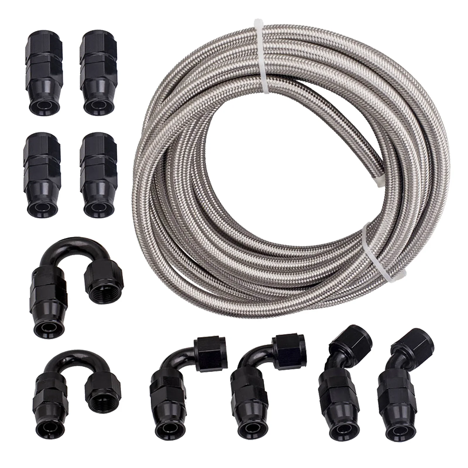 

6AN -6AN Stainless Steel PTFE Fuel Line 20FT w/ 10 Fittings Hose Kit E85