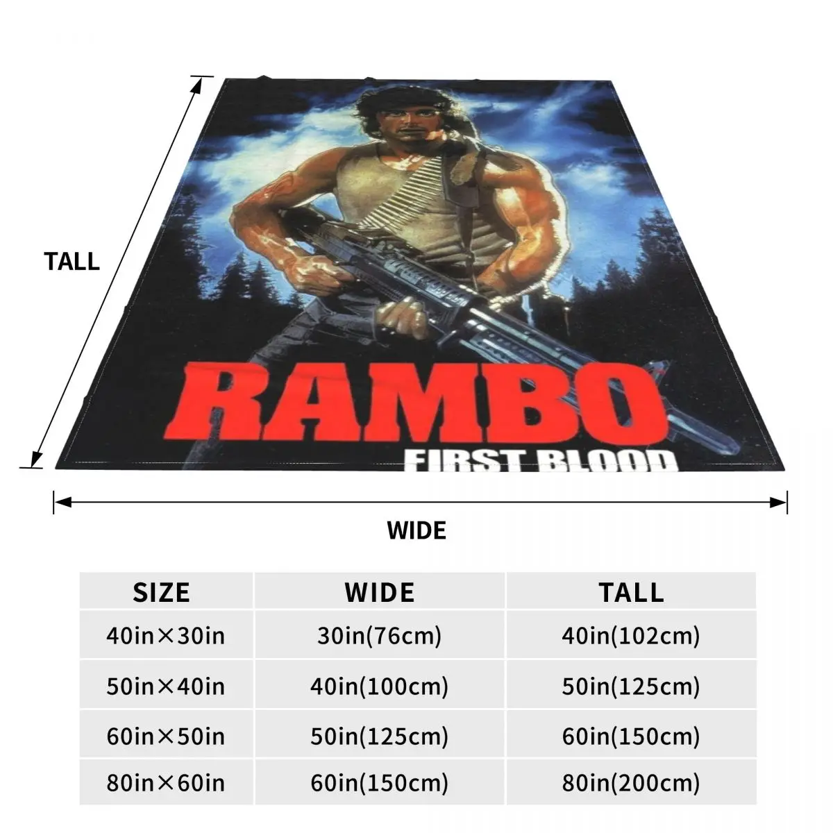 Rambo First Blood Flannel Blanket Quality Soft Warm Shooting Movie Bedding Throws Spring Couch Chair Sofa Bed Pattern Bedspread 6