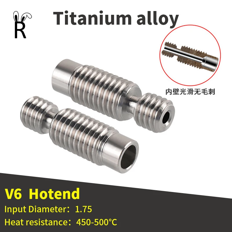 3D Printer Titanium Alloy High-Quality Hotend Throat 1.75mm Filament V6 Throat HeatBreak 3D Printer Feeding Tube Pipes Parts