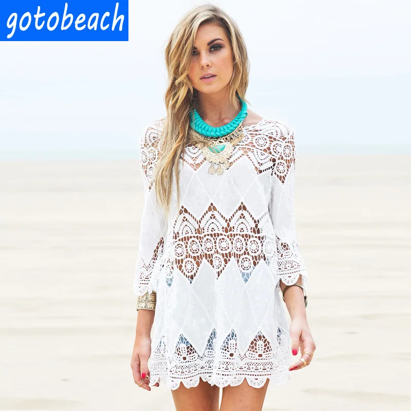 

New Hollow Embroidery Beach Coat Bikini Swimsuit Overalls Sunscreen Clothes Beachwear