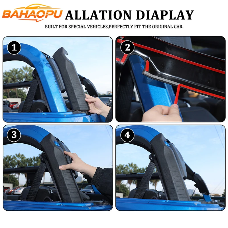 BAHAOPU 2개 트렁크 안티롤 빔 가드 보호 커버 롤바 장식품 포드 브론코 2021 이후 2도어용, 자동차 액세서리