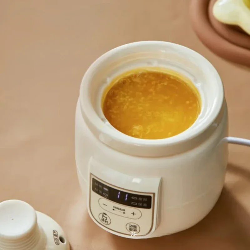 220V 0.5L Slow Cooker Baby Supplementary Food Maker 220V Mini Bird's Nest Crock Pot White Porcelain 9.5h Reservation Keep Warm