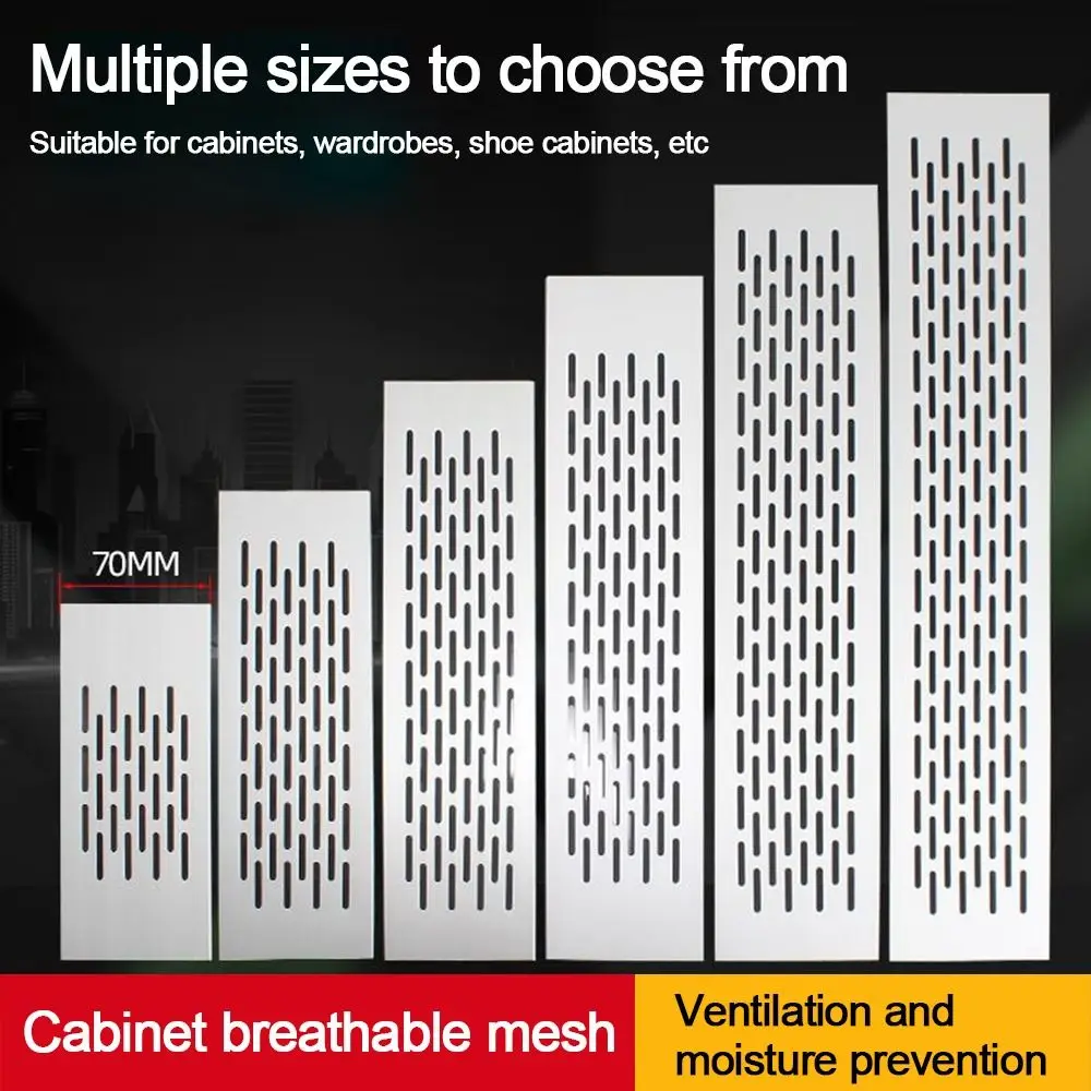 ฝาครอบช่องระบายอากาศอะลูมิเนียมอัลลอยด์ รูปทรงสี่เหลี่ยมผืนผ้า ตาข่ายระบายอากาศ ขนาดกว้าง 70 มม. สำหรับตกแต่งเฟอร์นิเจอร์ อุปกรณ์ฮาร์ดแวร์ 1