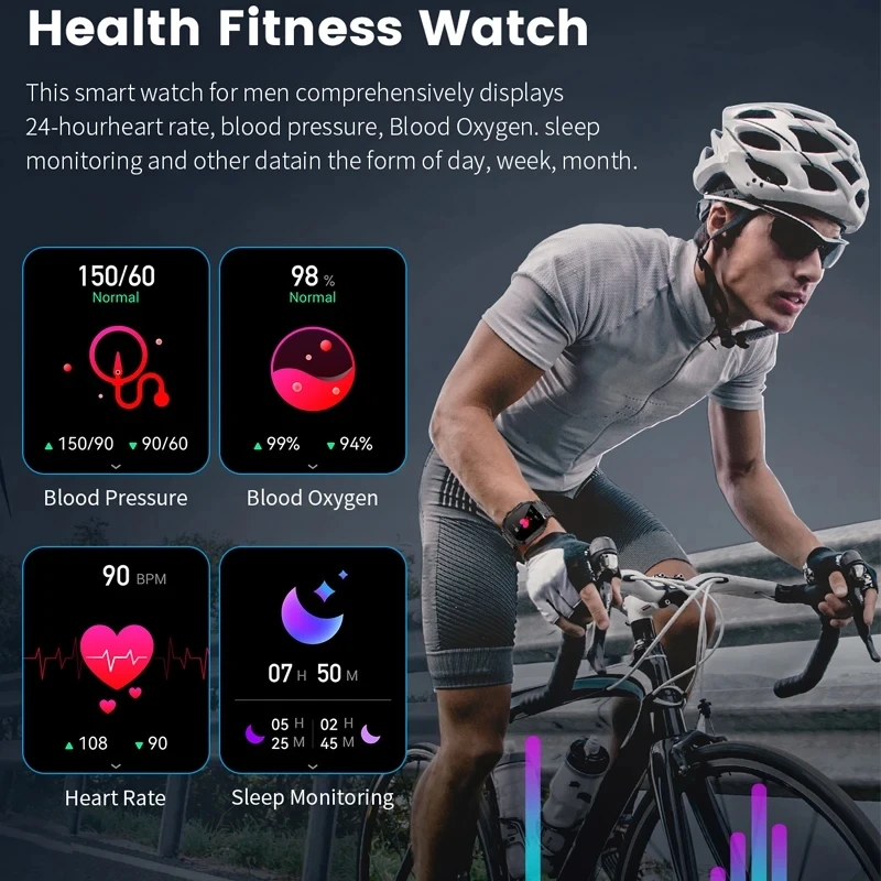 2024 Outdoor Rugged Military Smart Watch Men Connections Bluetooth Call Sport Fitness Bracelet Waterproof Smartwatch Men's Watch