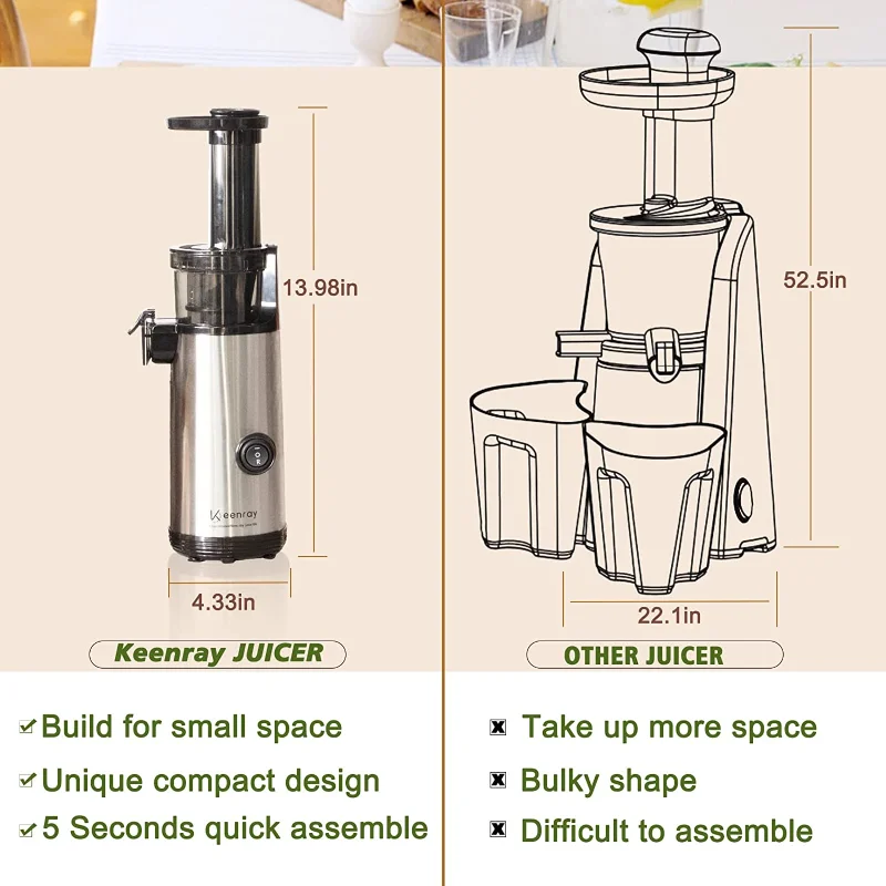 Keenray Extracteur de Jus de Fruits et LéGumes, Juicer Machine Jus