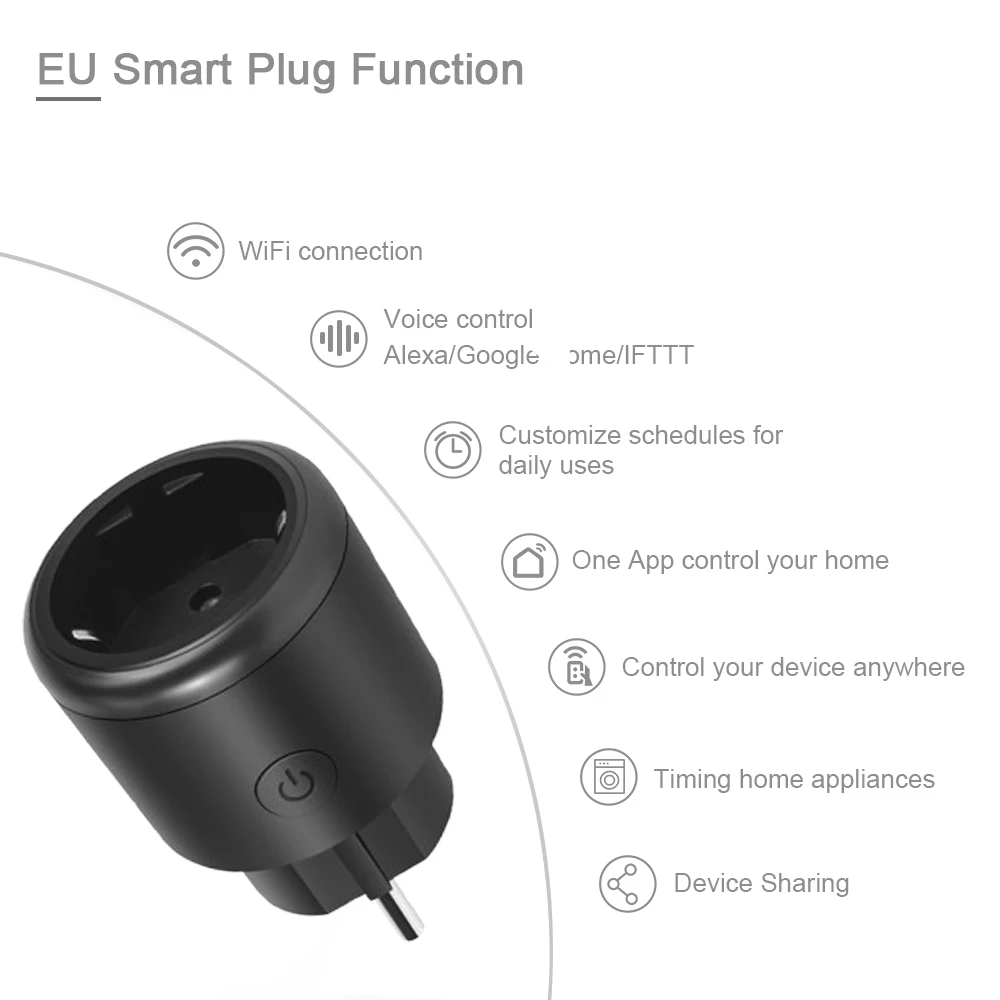 16A Smart Home Tuya Wifi Plug EU Standard Electrical Power Socket Outlet with Energy Monitoring Feature - Image 2