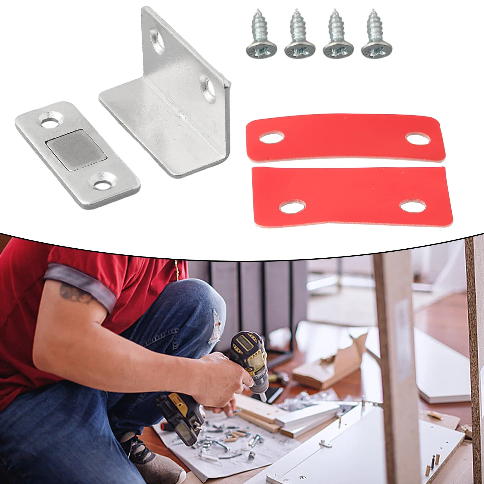 2pcs/set Magnetic Cabinet Catches Ultra Thin Door-Stop Closer With Screw For Closet Cupboard Furniture Hardware