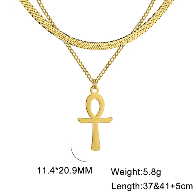 Lucktune collier pharaon égyptien ankh pendentif ankh croce egiziana collier acier inoxydable Ankh croix amulette égyptienne collier en acier inoxydable clé de la vie symbole Crucifix pendentif collier femmes