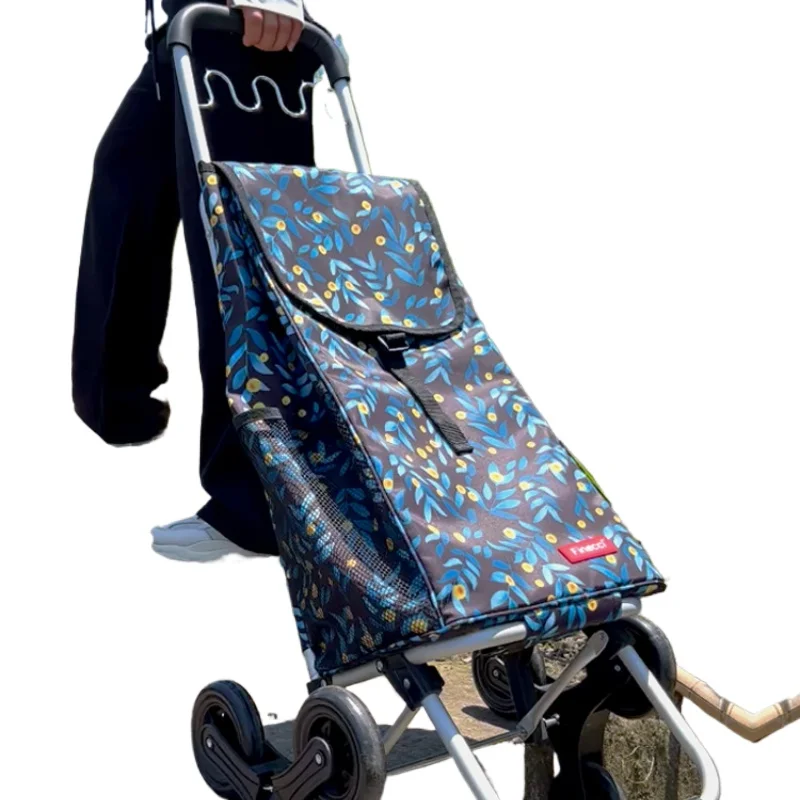 Folding shopping cart elderly portable trailer aluminum alloy cart home pickup express