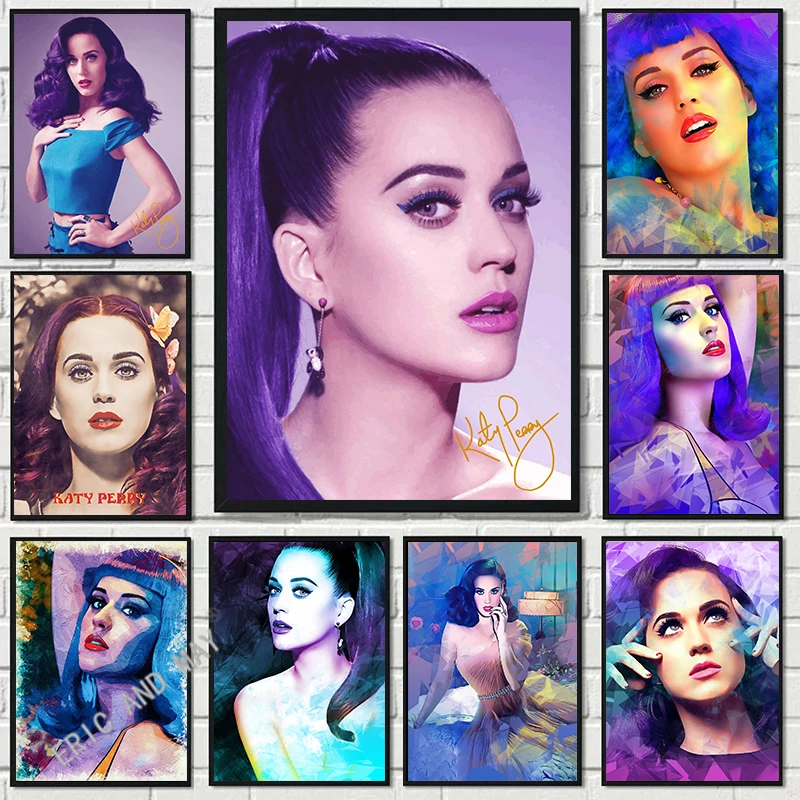 

Pop Female Singer American Katy-Perry Vintage Fashion Posters Canvas Painting and Prints Wall Art Picture for Bedroom Home Decor