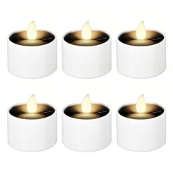 Rechargeable Flameless Flickering LED Tea Lights with Remote Control & Timer - Set of 6 (12pcs Solar Light)