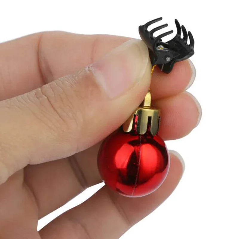 12PCS Christmas Bulb Beads Beard Ornament Colorful Christmas Clip Ball Ornament Xmas Beard Pendant Bright XMAS Ball Cosplay Toy